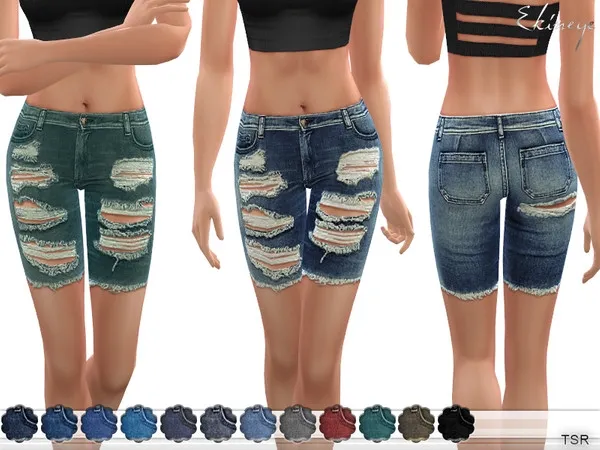 Alpha Distressed Denim Shorts - The Sims 4 Custom Content