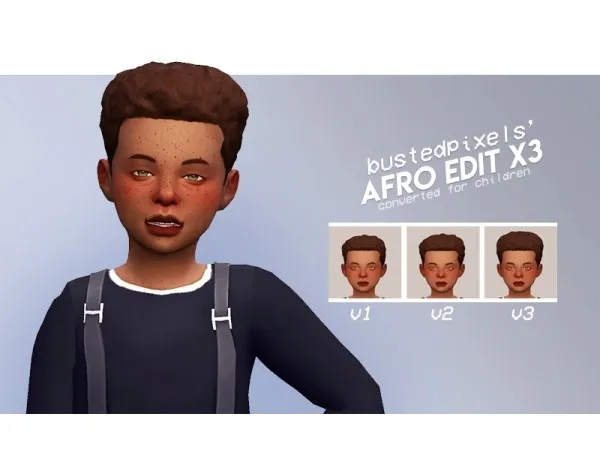 Maxis Match cowversions bustedpixels Afro Short Edit x3 - The Sims 4 Custom Content