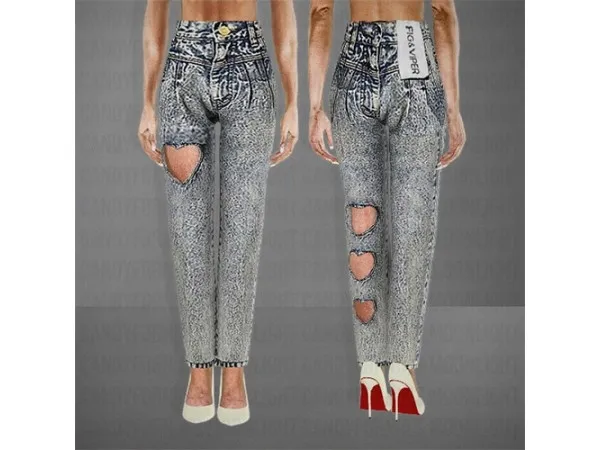 Alpha candyforniasmoonlight FIG VIPER Heart Cut Jeans in Denim - The Sims 4 Custom Content