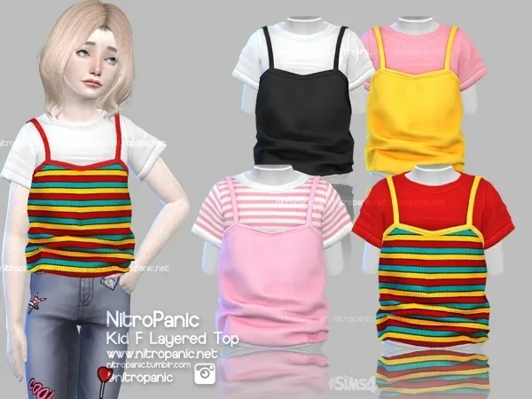 Alpha Kid F Layered Top - The Sims 4 Custom Content