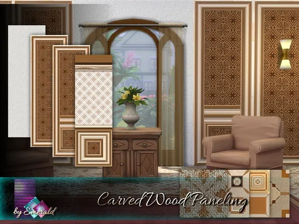 Alpha Carved Wood Paneling - The Sims 4 Custom Content