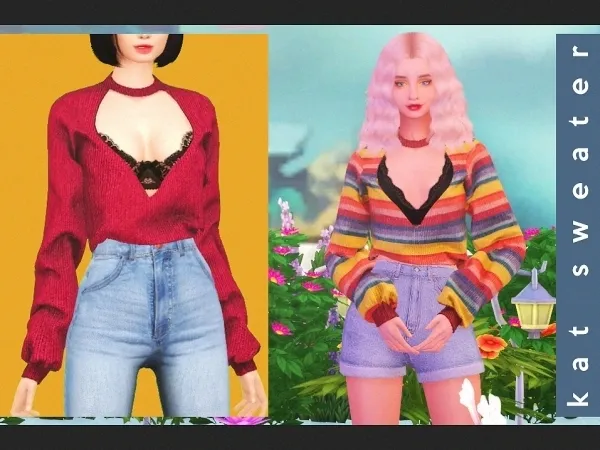 Alpha Kat Sweater by daisypixels - The Sims 4 Custom Content