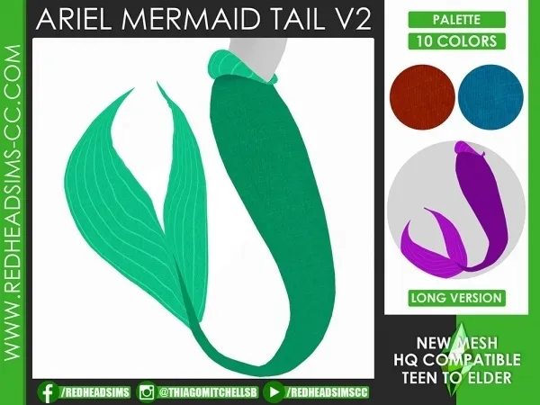 Maxis Match ARIEL MERMAID TAIL V2 - The Sims 4 Custom Content