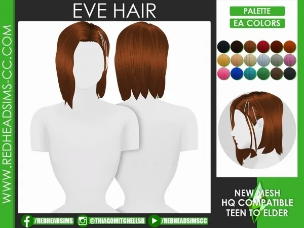 Maxis Match EVE HAIR - The Sims 4 Custom Content