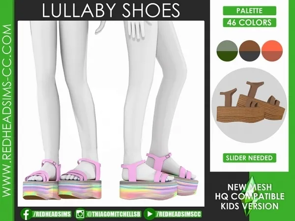 Alpha LULLABY SHOES KIDS by redheadsims - The Sims 4 custom content