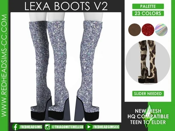 Alpha LEXA BOOTS V2 by redheadsims - The Sims 4 custom content