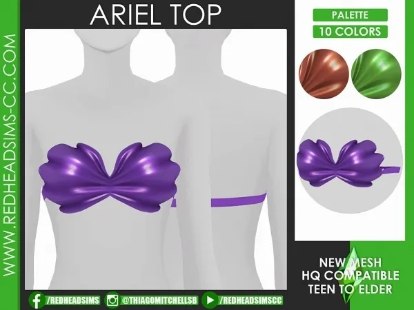 Maxis Match ARIEL TOP by redheadsims - The Sims 4 custom content
