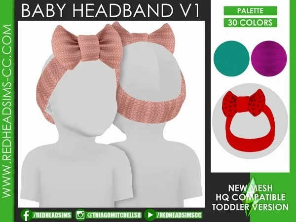Alpha BABY HEADBAND V1 by redheadsims - The Sims 4 custom content