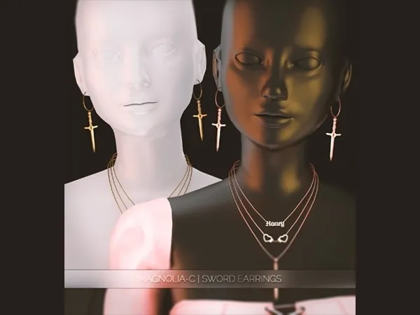 Alpha Magnolia C Sword Earrings by magnolia-c - The Sims 4 Custom Content