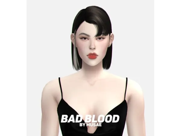 Alpha Bad Blood Hair by MUSAE - The Sims 4 Custom Content
