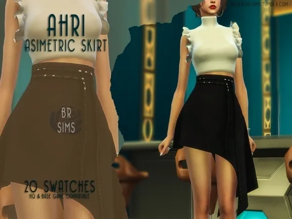 Mix [BR sims] Ahri Asimetric Skirt - The Sims 4 Custom Content