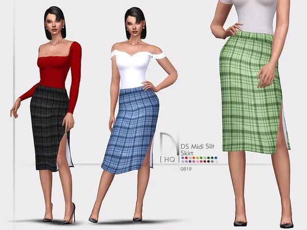 Maxis Match DS Midi Slit Skirt - The Sims 4 Custom Content