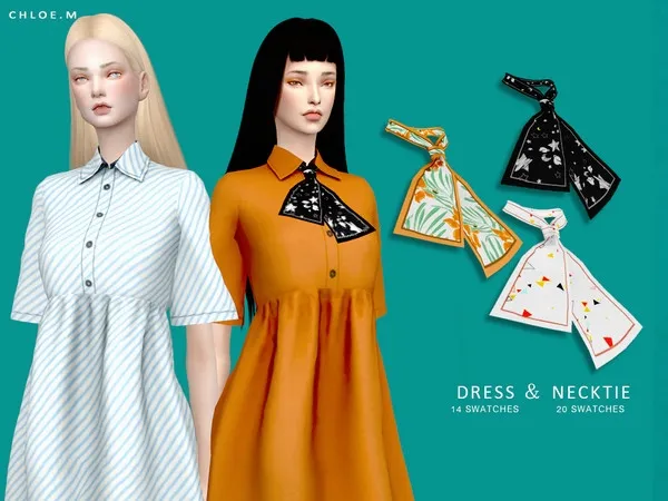 Maxis Match ChloeM Dress and Necktie - The Sims 4 Custom Content