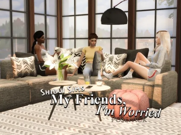 Mix SHIBUI SIMS My friends Iu2019m worried Posepack - The Sims 4 Custom Content