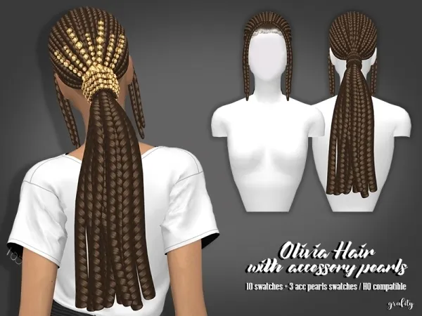 Maxis Match Olivia Hair V1 with Acc Pearls - The Sims 4 Custom Content
