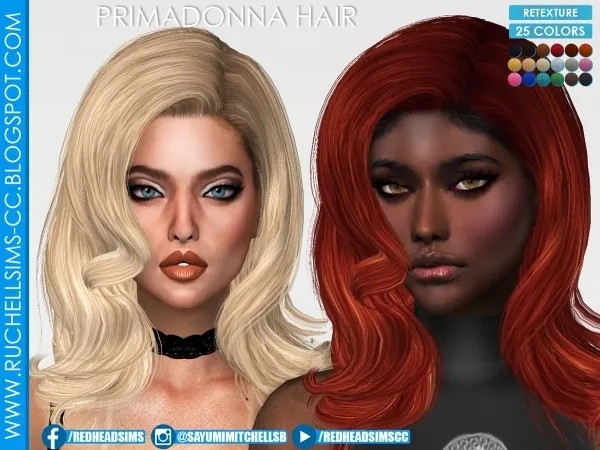 Alpha PRIMADONNA HAIR (RETEXTURE) - The Sims 4 Custom Content