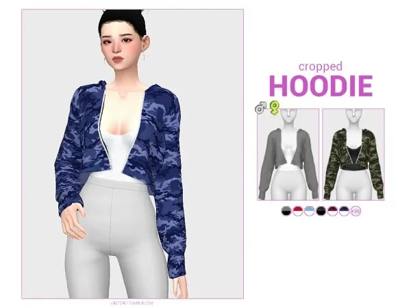 Maxis Match casteru cropped hoodie - The Sims 4 Custom Content