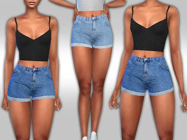Alpha Female High Weist V Moda Shorts - The Sims 4 Custom Content