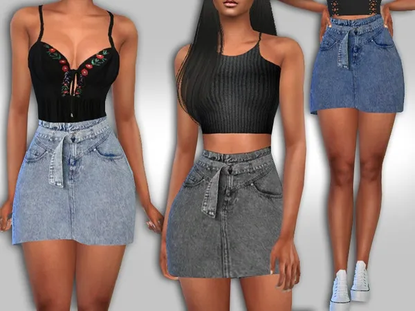 Alpha High Waist Denim Skirts - The Sims 4 Custom Content