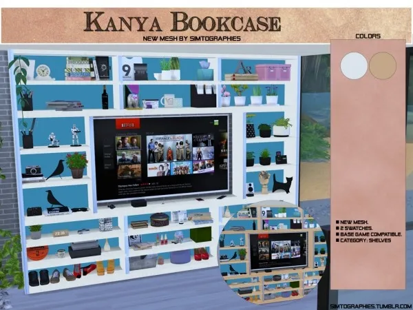Alpha Kanya Bookcase - The Sims 4 Custom Content