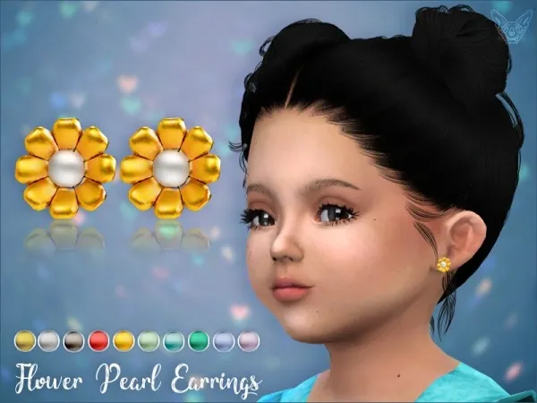 Maxis Match Flower Pearl Earrings For Toddlers - The Sims 4 Custom Content