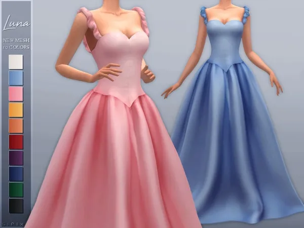 Maxis Match Luna Gown - The Sims 4 Custom Content