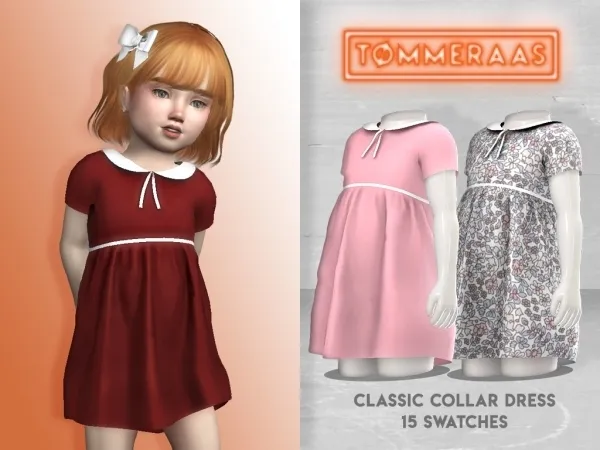 Alpha TØMMERAAS Classic Collar Dress - The Sims 4 Custom Content