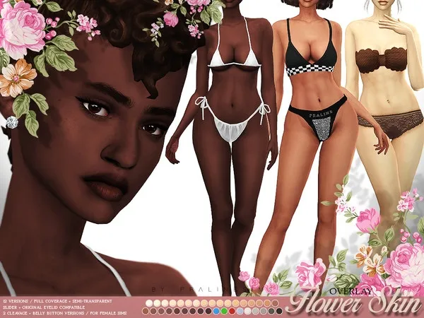 Alpha Flower Skin Overlay FEMALE - The Sims 4 Custom Content