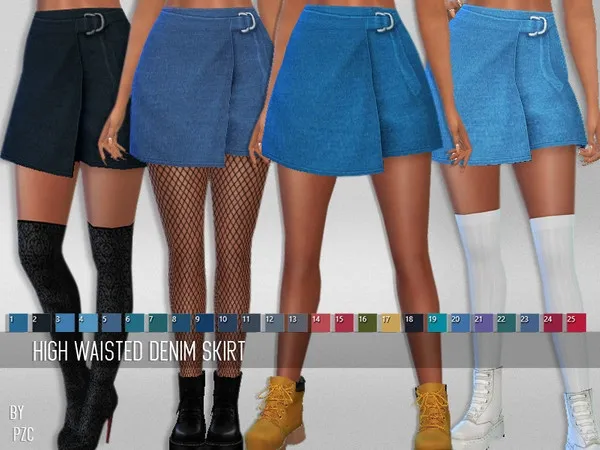 Alpha Summer High Waisted Denim Skirt - The Sims 4 Custom Content
