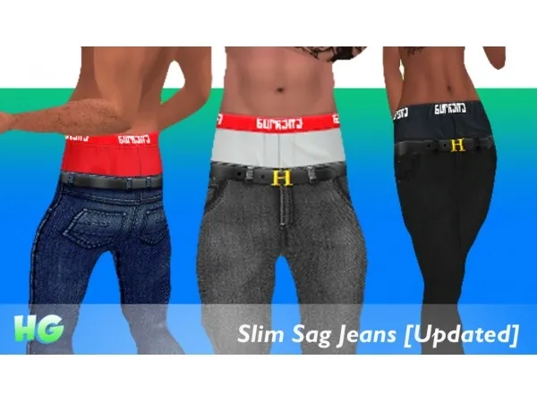 Alpha hellagoodsims Slim Sag Jeans by simsfinds - The Sims 4 Custom Content