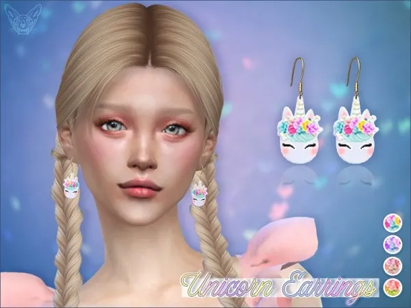 Alpha Unicorn Earrings - The Sims 4 Custom Content