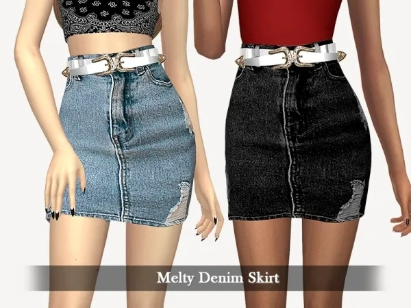 Alpha Melty Denim Skirt - The Sims 4 Custom Content