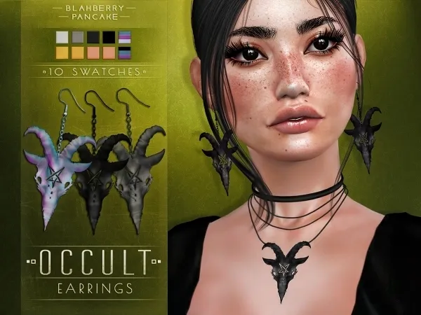 Alpha Blahberry Pancake Occult Earrings by blahberry-pancake - The Sims 4 Custom Content