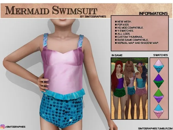 Alpha Mermaid Swimsuit - The Sims 4 Custom Content