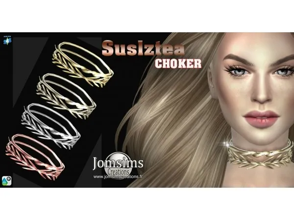Alpha suslztea choker by jomsimscreations - The Sims 4 Custom Content