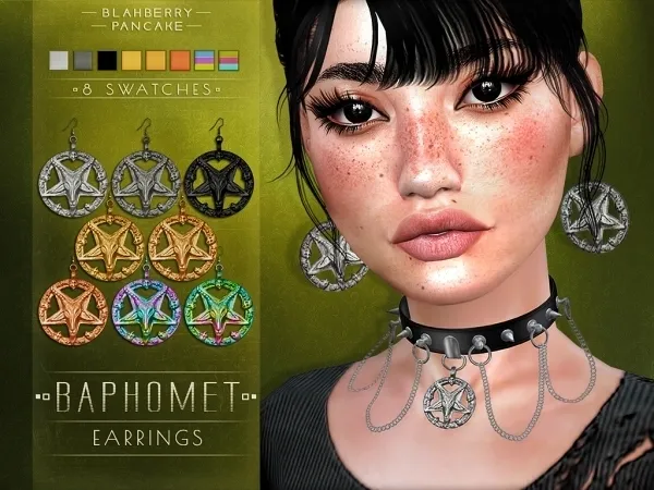 Mix Blahberry Pancake Baphomet Earrings by blahberry-pancake - The Sims 4 custom content