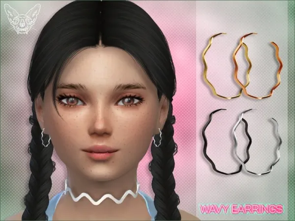 Maxis Match Wavy Hoop Earrings For Kids - The Sims 4 Custom Content