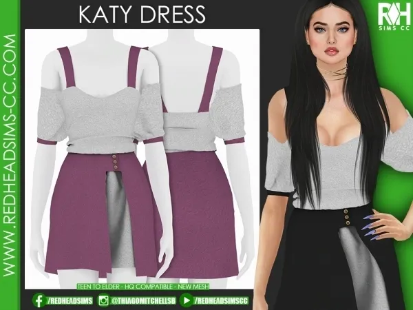 Alpha KATY DRESS - The Sims 4 Custom Content