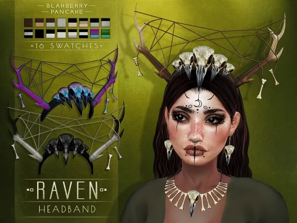Mix Blahberry Pancake Raven Headband by blahberry-pancake - The Sims 4 custom content