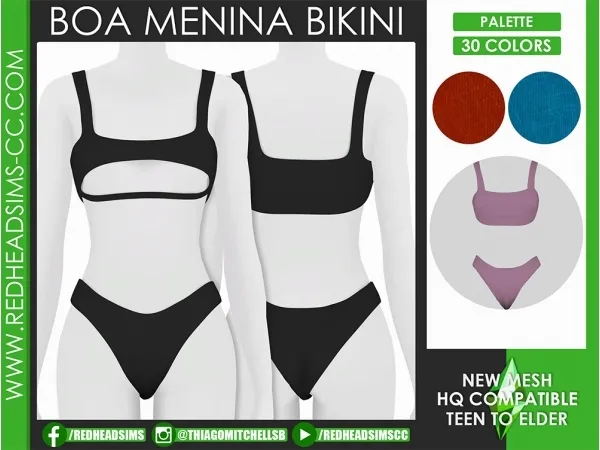 Alpha BOA MENINA BIKINI by redheadsims - The Sims 4 custom content