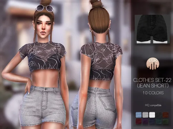 Alpha Clothes SET 22 (JEAN SHORT) BD96 - The Sims 4 Custom Content