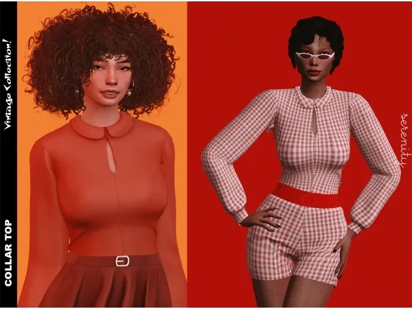 Mix Collar Top by serenity-cc - The Sims 4 custom content