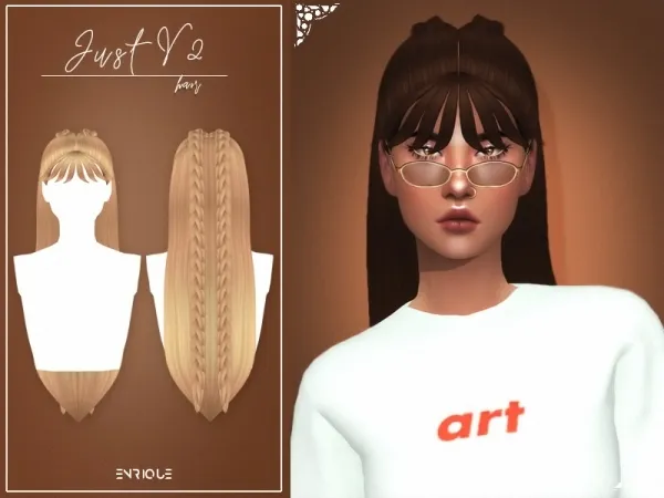 Maxis Match [EnriqueS4] Just Hairstyle V2 by enriques4 - The Sims 4 Custom Content