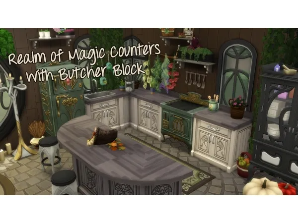 Maxis Match coliswonderland Realm of Magic Counters with Butcher Block - The Sims 4 Custom Content
