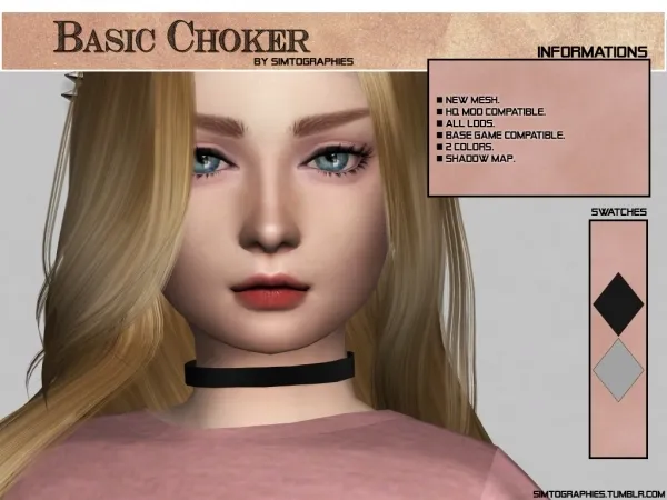 Alpha Basic Choker - The Sims 4 Custom Content