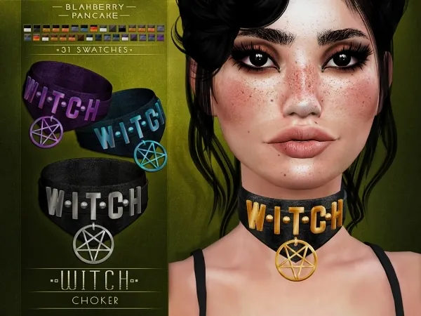 Alpha Blahberry Pancake Witch Choker by blahberry-pancake - The Sims 4 Custom Content