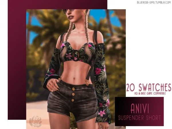 Alpha Anivi Suspender Short BR sims - The Sims 4 Custom Content
