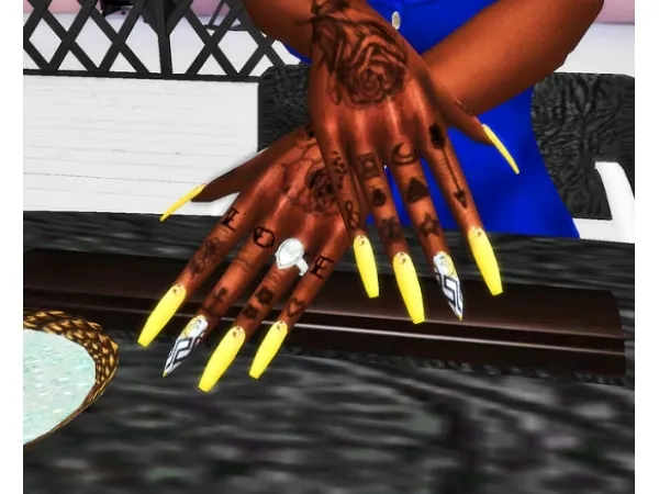 Alpha honeysglamshop Versace Nails V1 - The Sims 4 Custom Content