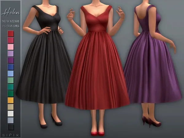 Mix Helen Dress - The Sims 4 Custom Content