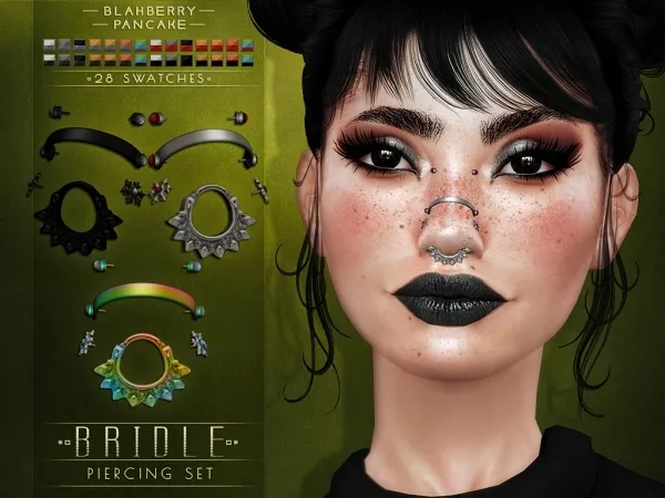 Alpha Blahberry Pancake Bridle Piercing Set by blahberry-pancake - The Sims 4 custom content